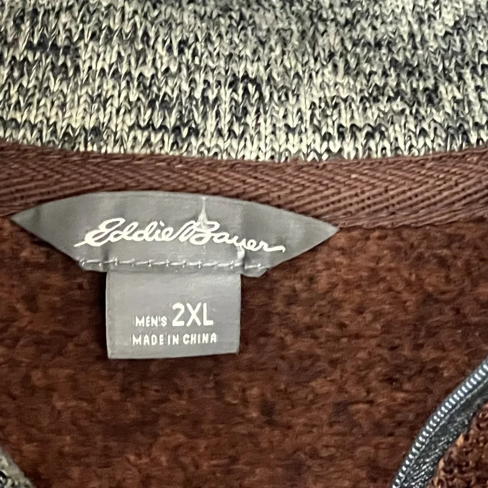 Eddie Bauer Sweater Mens 2XL Long Sleeve 1/4 Zip Pullover Deep Burgundy Outdoors